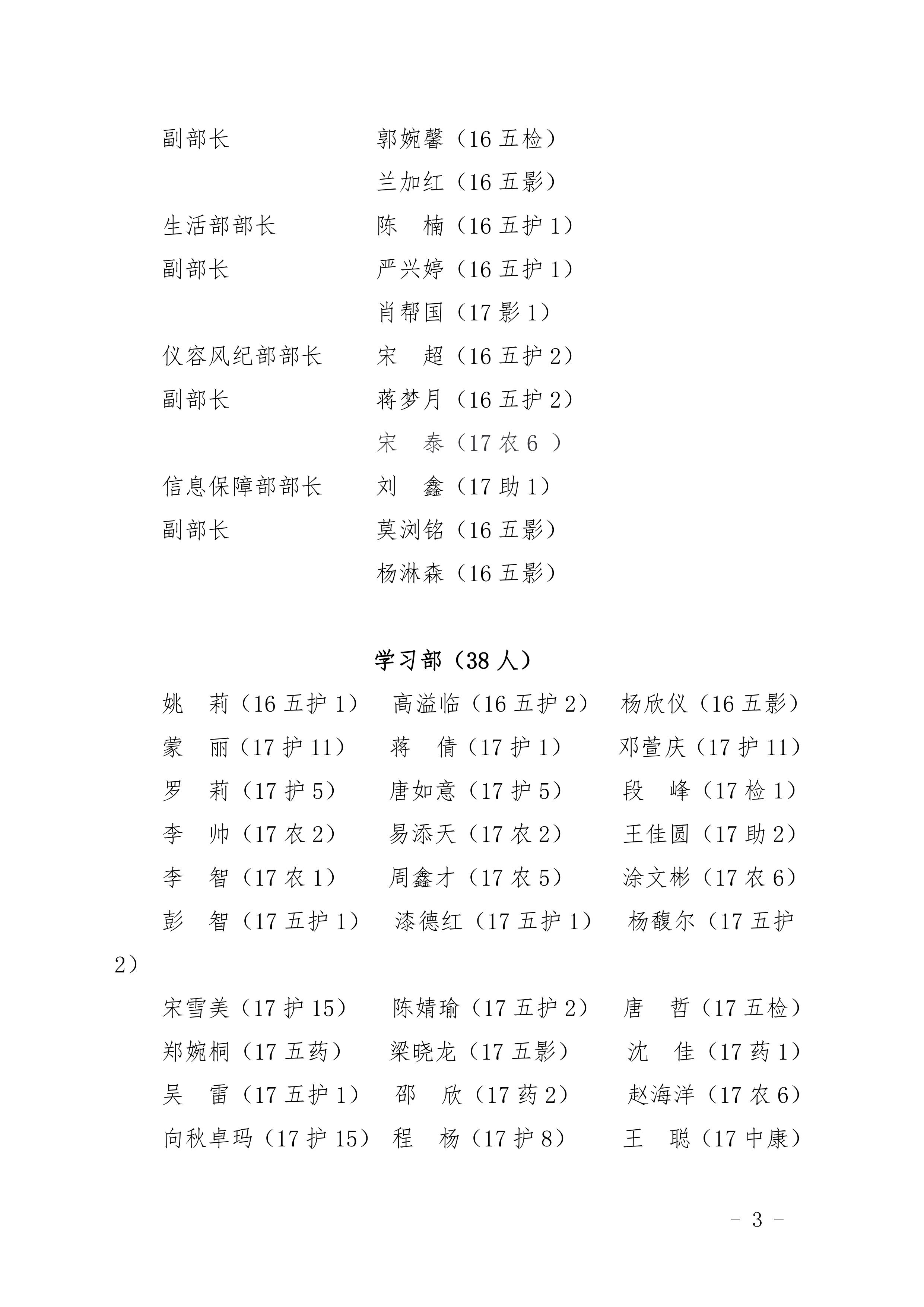 四川省南充衛(wèi)生學(xué)校 關(guān)于任命第二十八屆學(xué)生會(huì)干部的決定